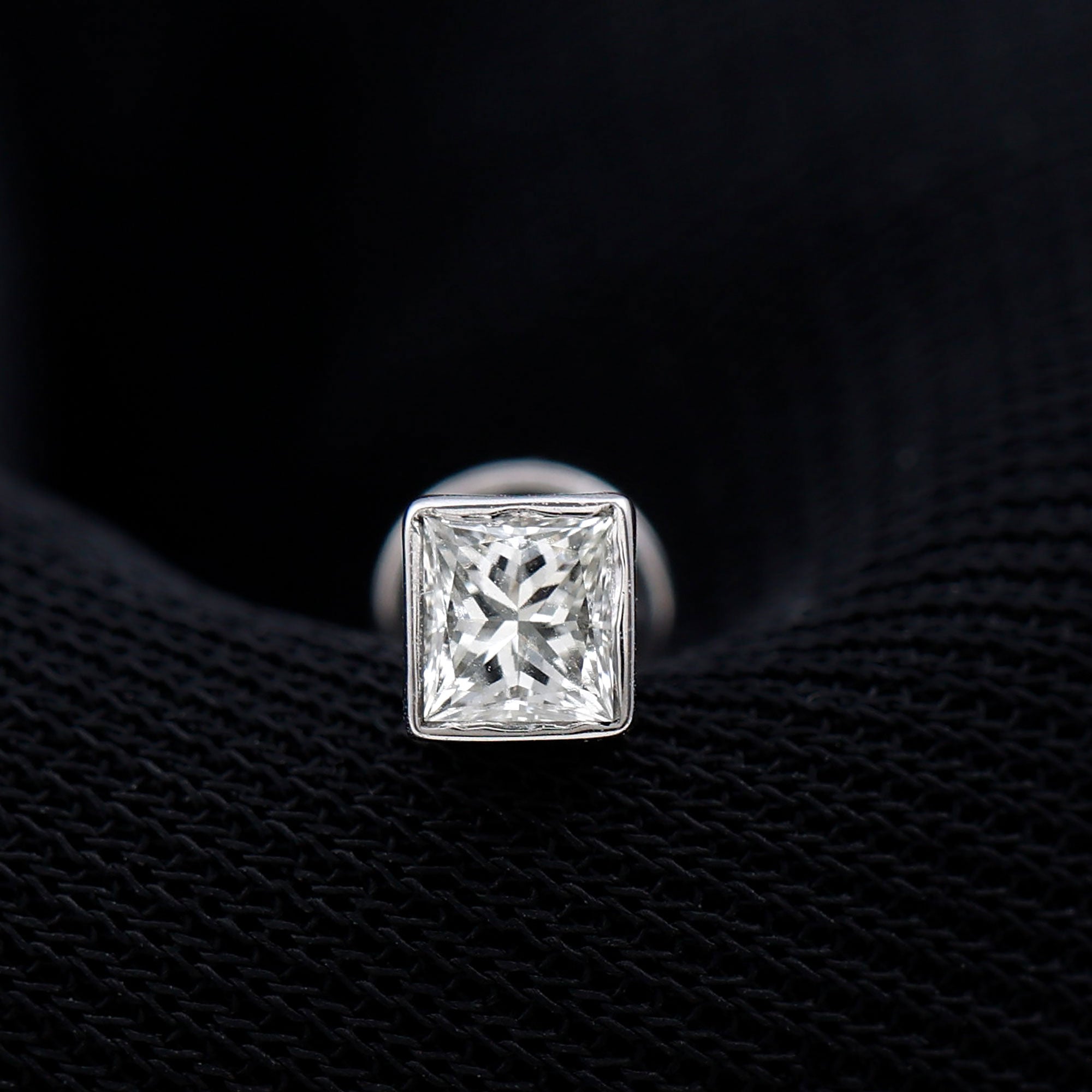 Princess Cut Diamond Conch Earring in Bezel Setting
