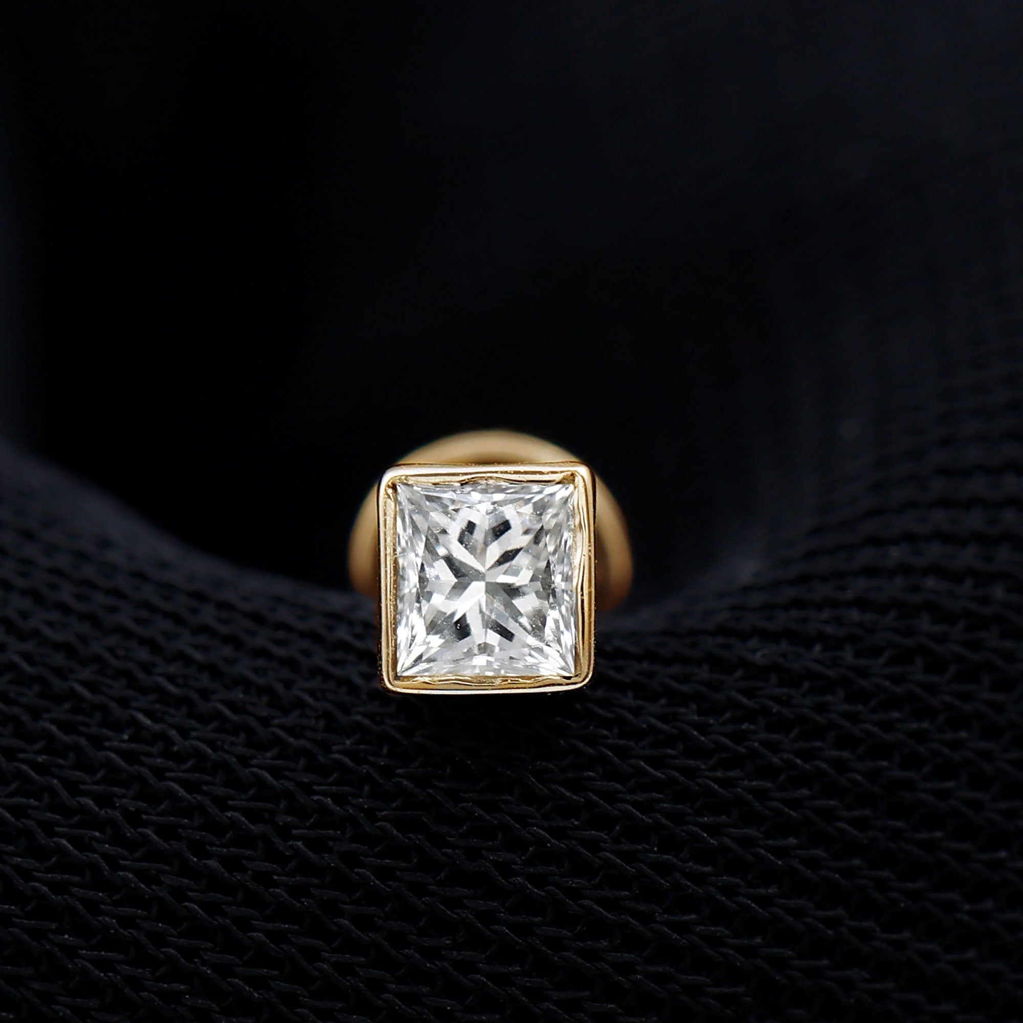 Princess Cut Diamond Conch Earring in Bezel Setting
