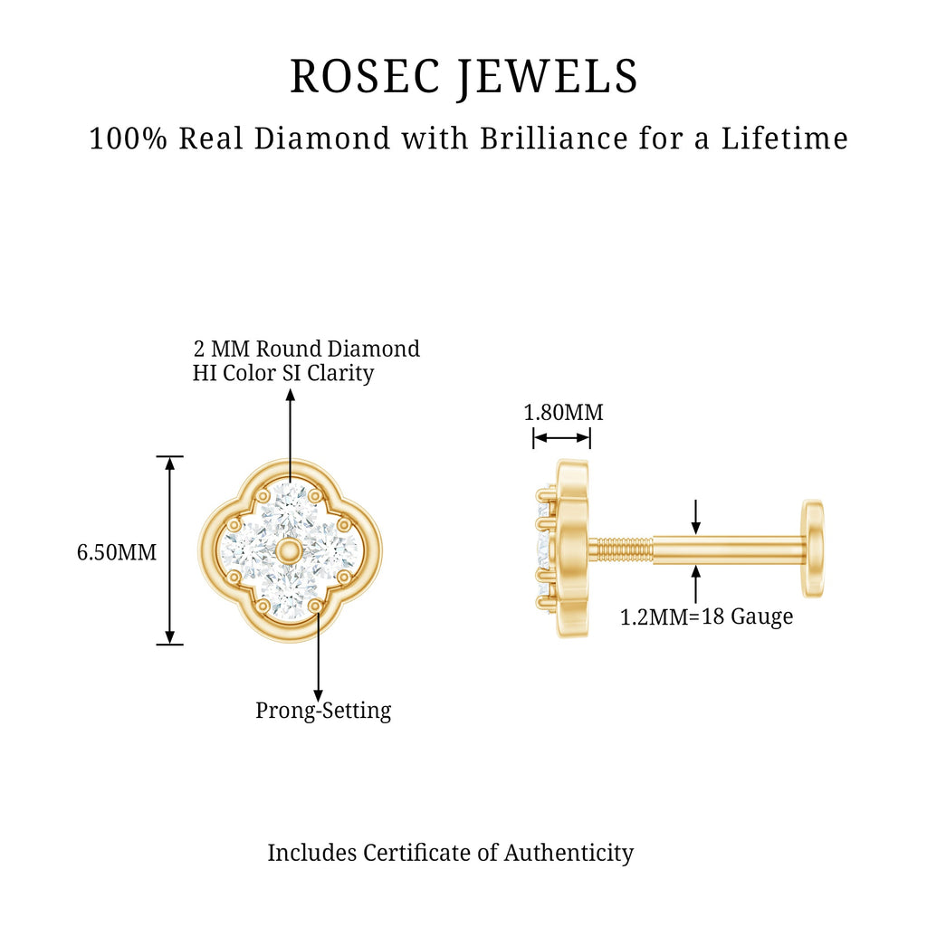 Diamond Flower Cluster Earring for Helix Piercing