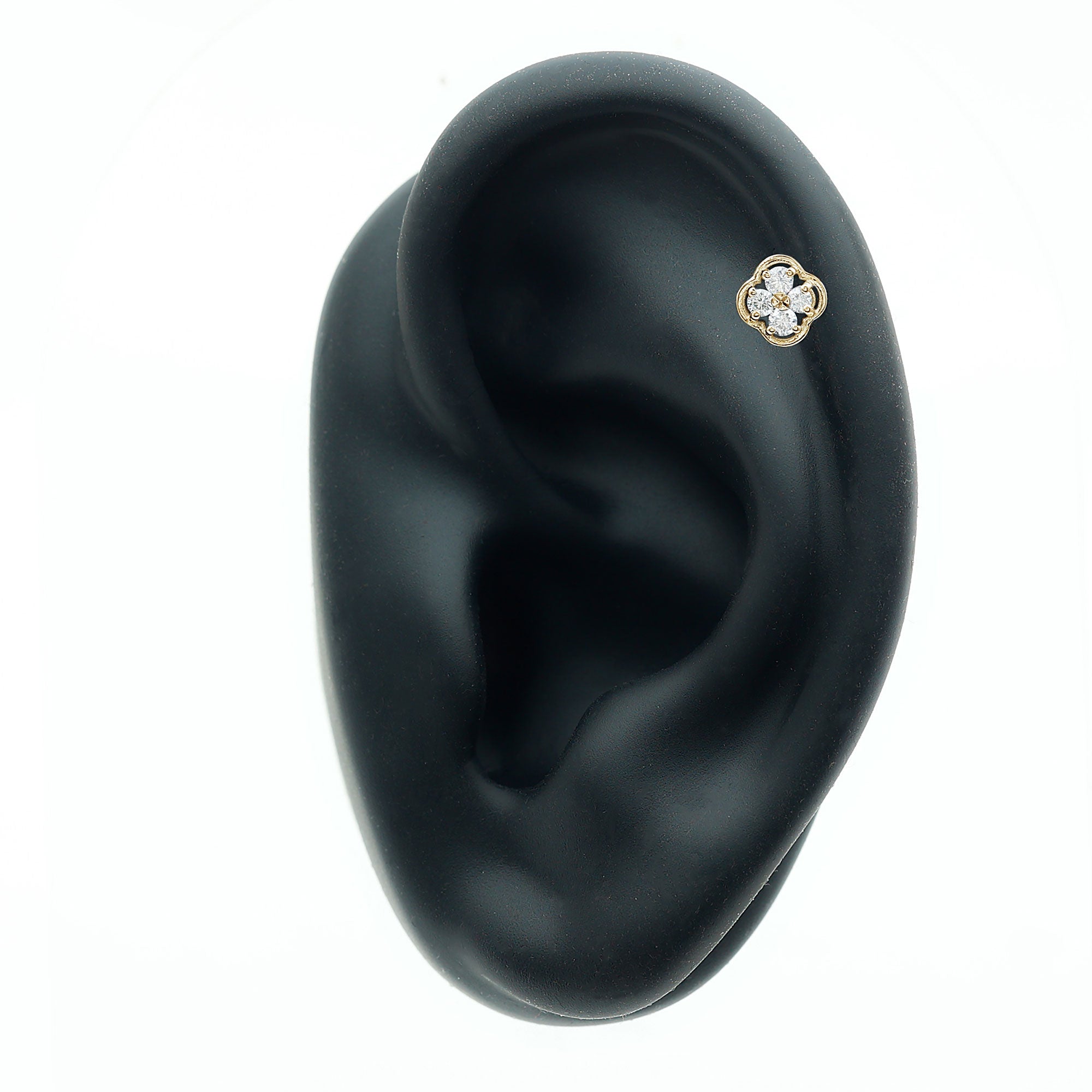 Diamond Flower Cluster Earring for Helix Piercing
