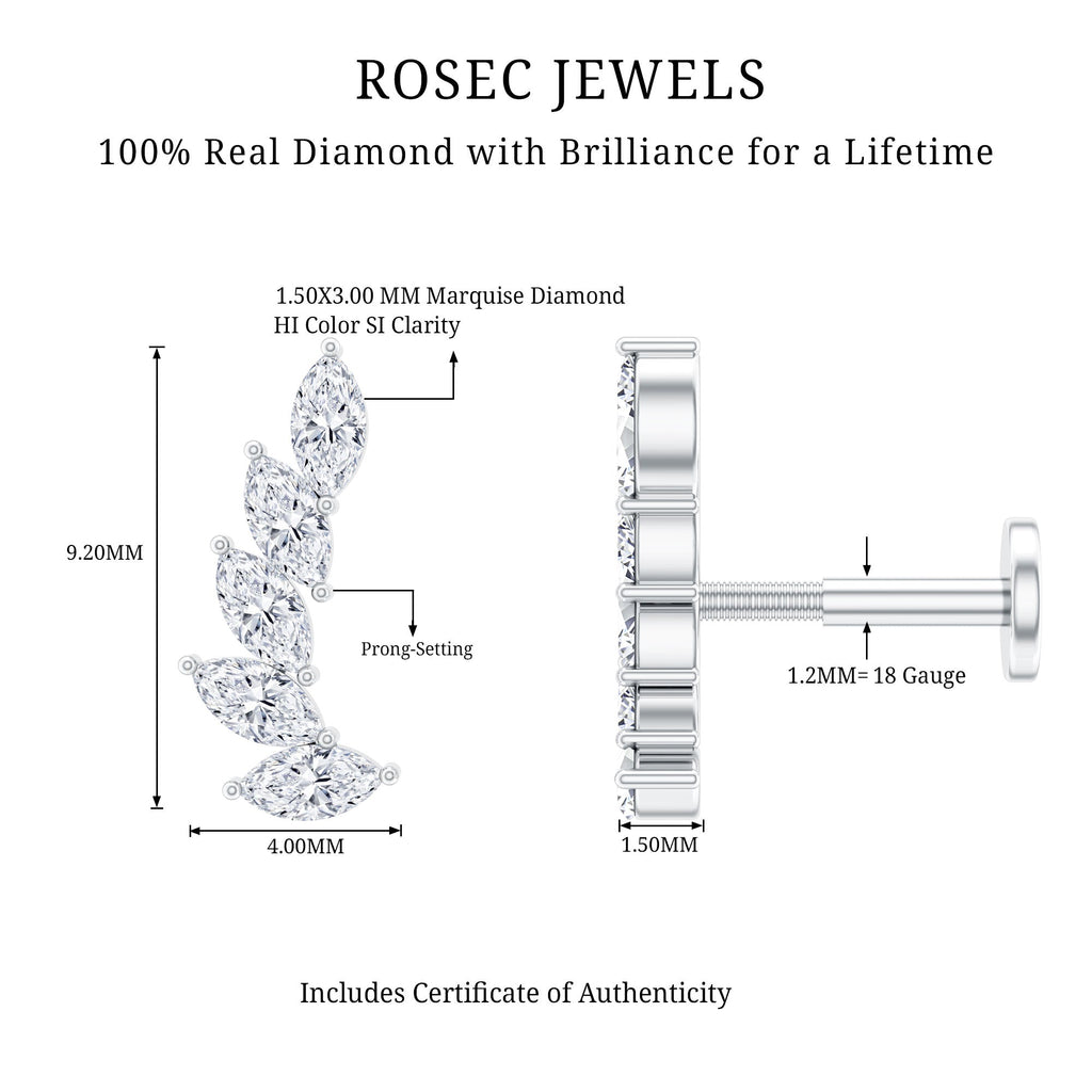 Marquise Diamond Crawler Earring for Helix Piercing