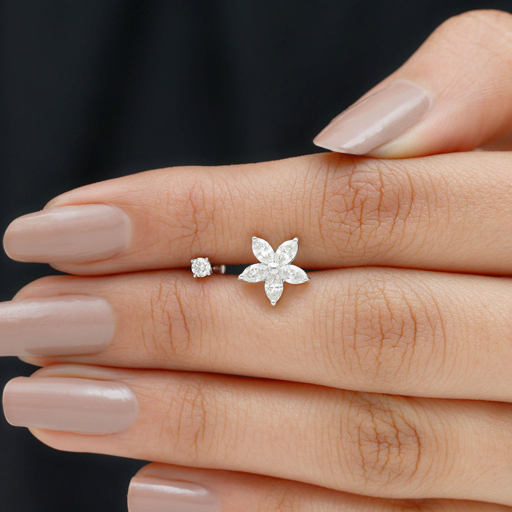 Marquise Diamond Flower Cartilage Earring Set
