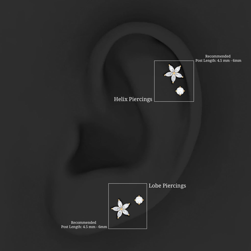Marquise Diamond Flower Cartilage Earring Set