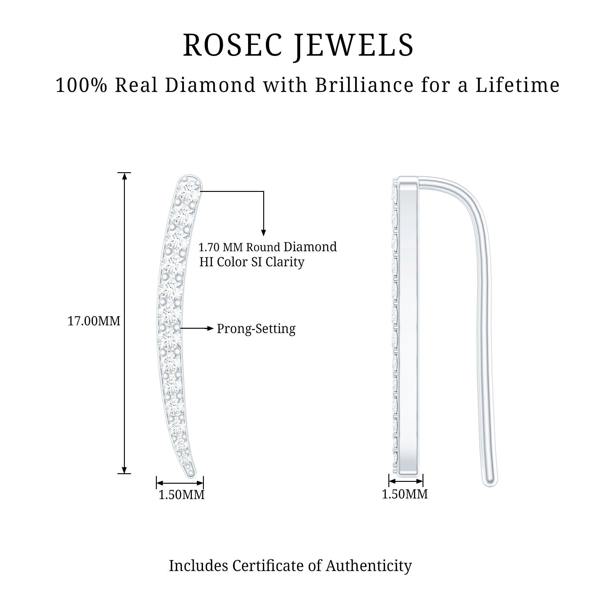 Graduated Style Diamond Climber Helix Earring