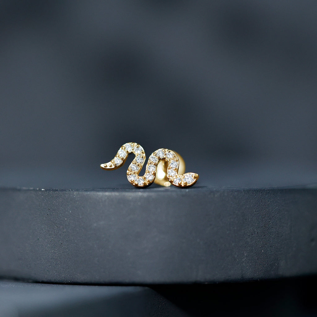 Certified Diamond Snake Earring for Cartilage Piercing