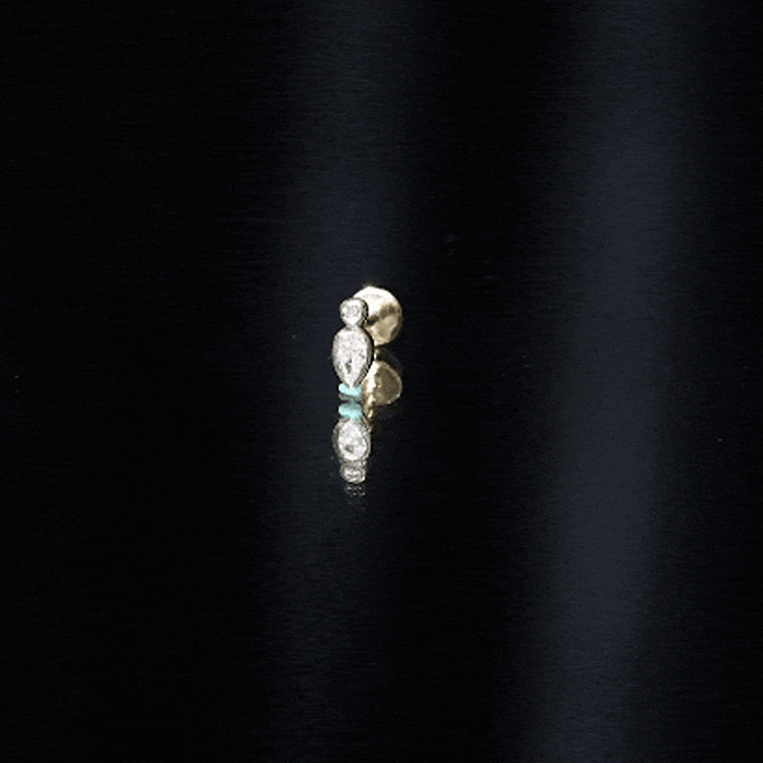 Pear Shape Diamond Two Stone Helix Earring