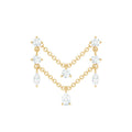 Real Diamond Double Chain Earring for Cartilage Piercing