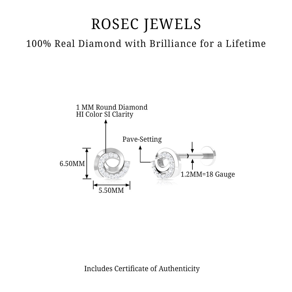 Certified Diamond Spiral Earring for Cartilage Piercing