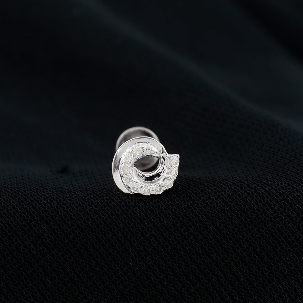 Certified Diamond Spiral Earring for Cartilage Piercing