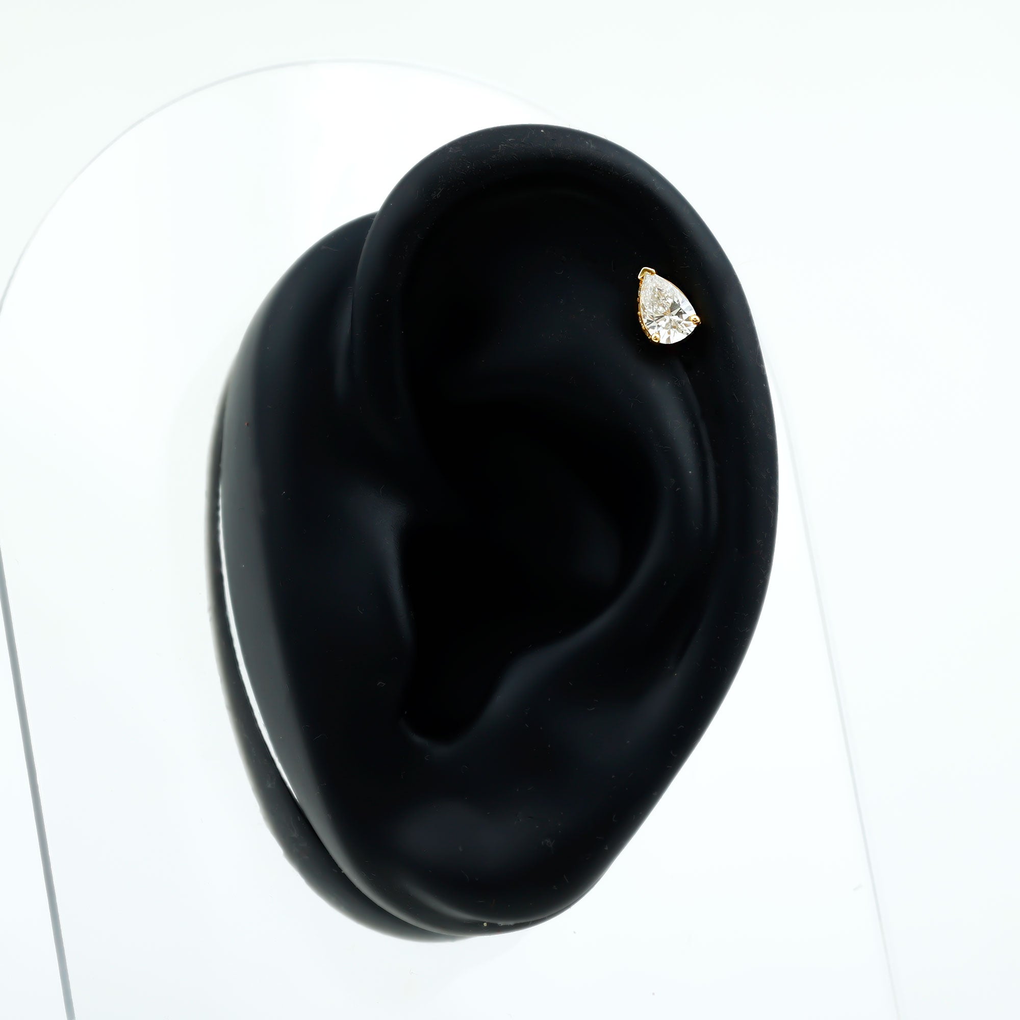 Pear Shaped Diamond Solitaire Tragus Earring