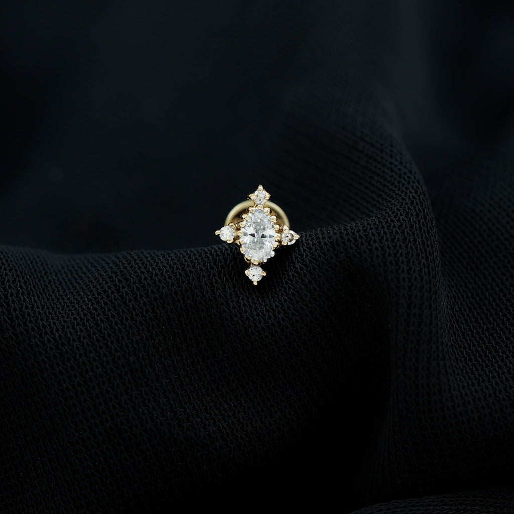Vintage Inspired Oval Diamond Cartilage Earring