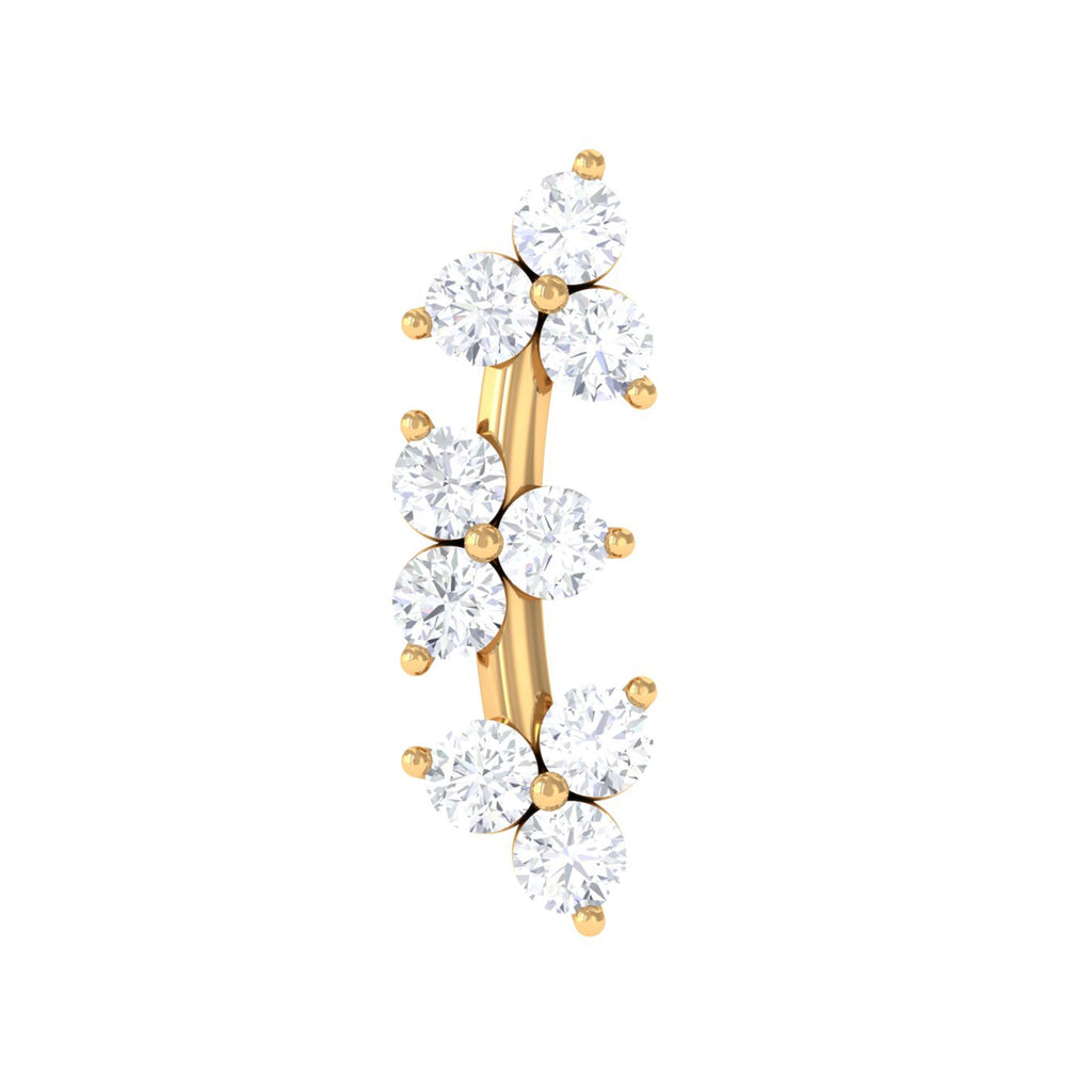 Simple Diamond Curved Helix Earring with Flat Back