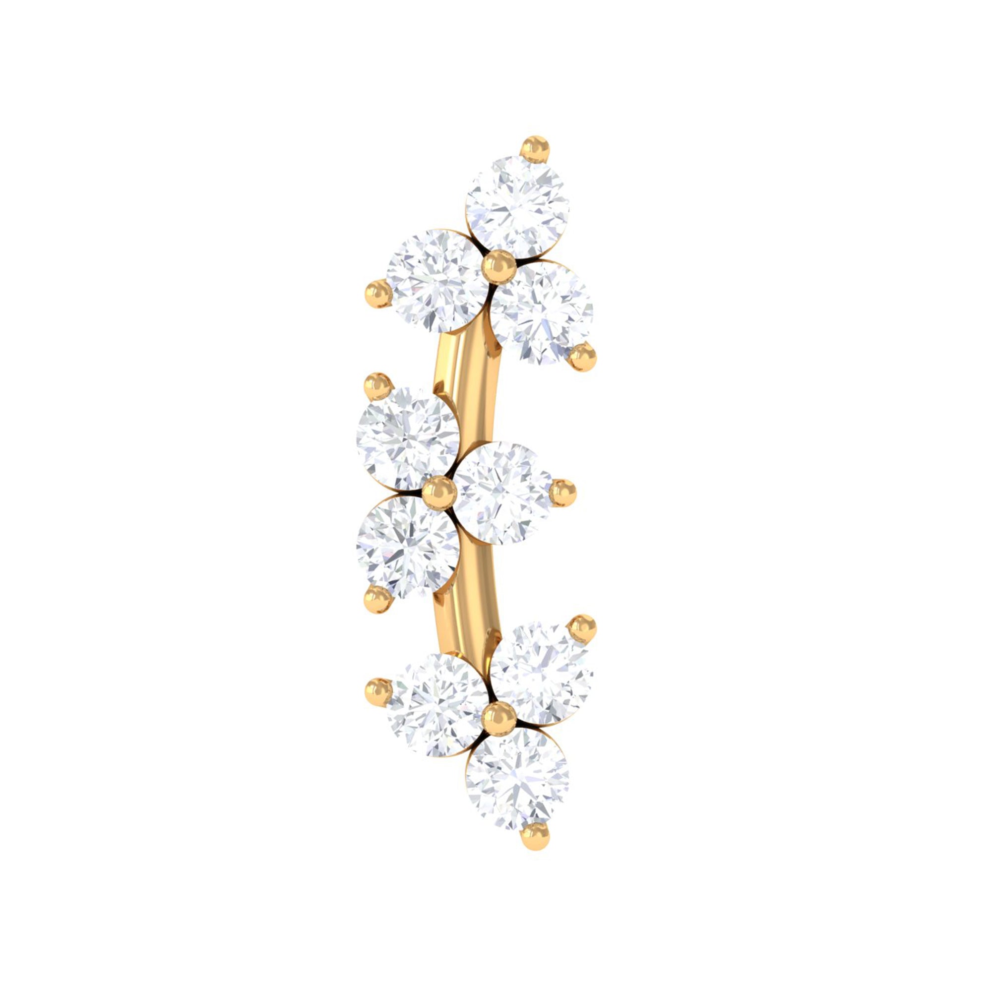 Simple Diamond Curved Helix Earring with Flat Back