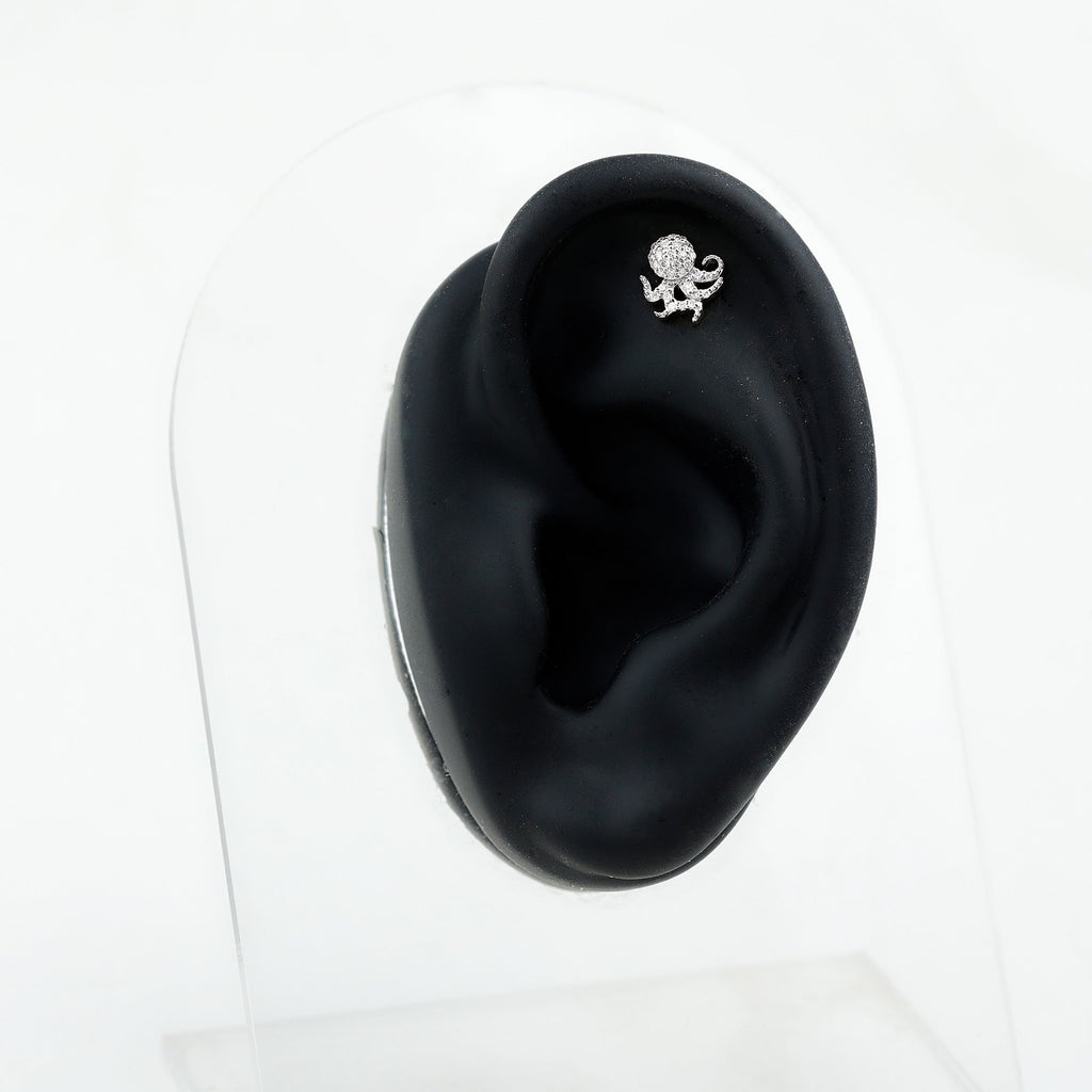 Diamond Octopus Earring with Flat Back