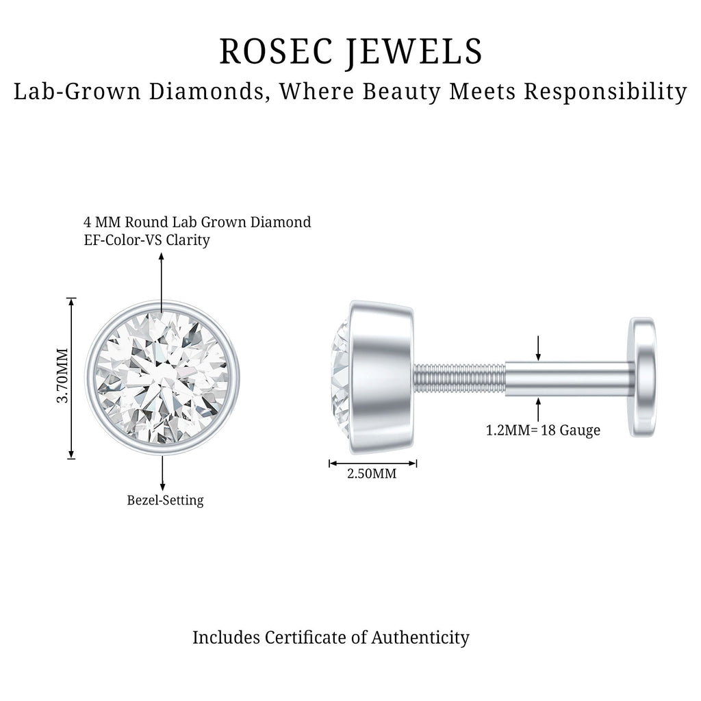 Bezel Set Diamond Solitaire Conch Earring