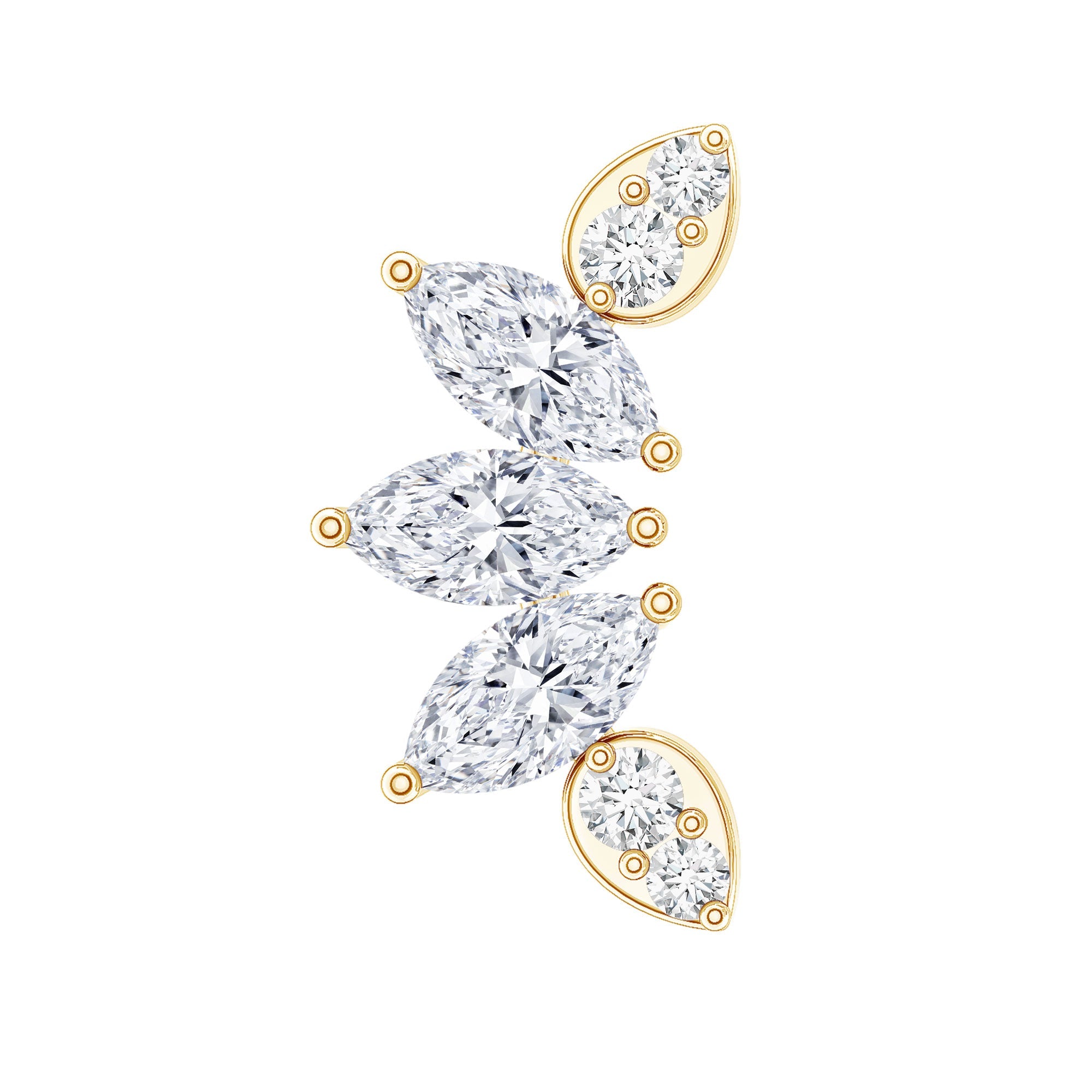 Marquise Diamond Leaf Crawler Earring for Helix Piercing