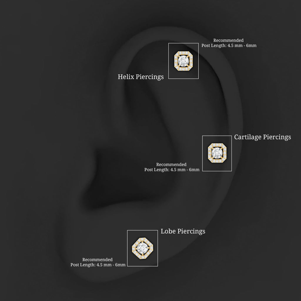 Simple Octagon Shape Diamond Helix Earring