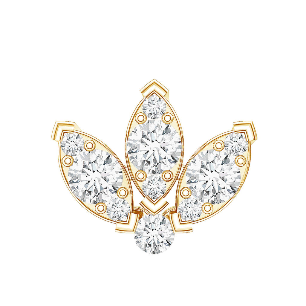 Certified Diamond Lotus Flower Earring with Flat Back