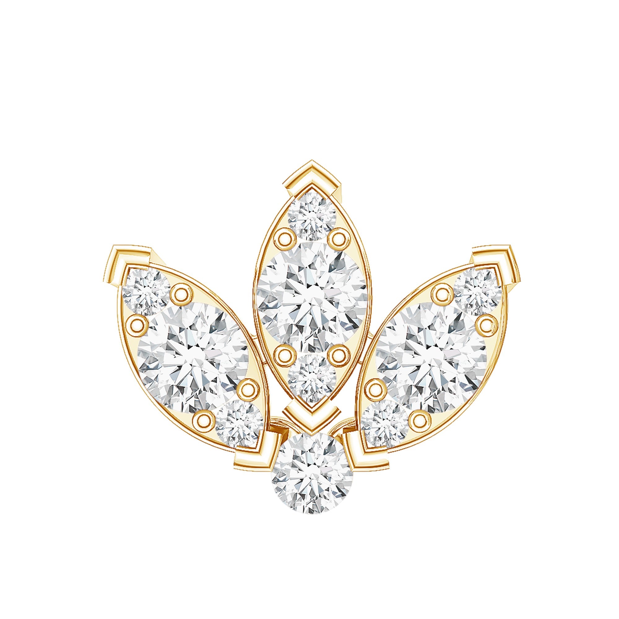 Certified Diamond Lotus Flower Earring with Flat Back