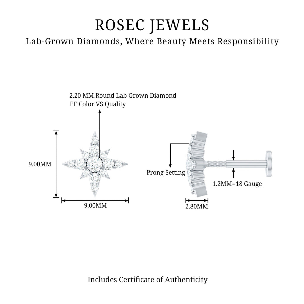 Sparkling Diamond Starburst Earring for Cartilage Piercing