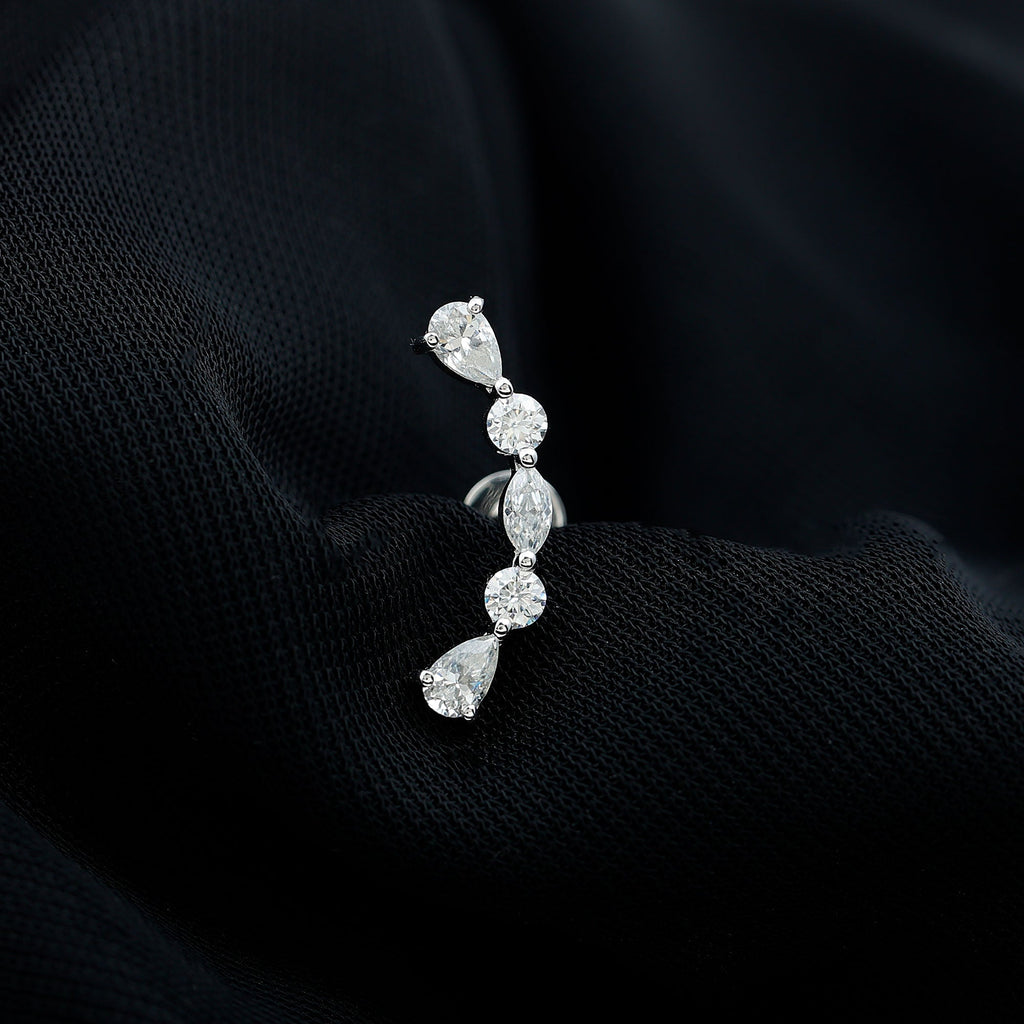 Simple Diamond Curved Crawler Earring for Helix Piercing