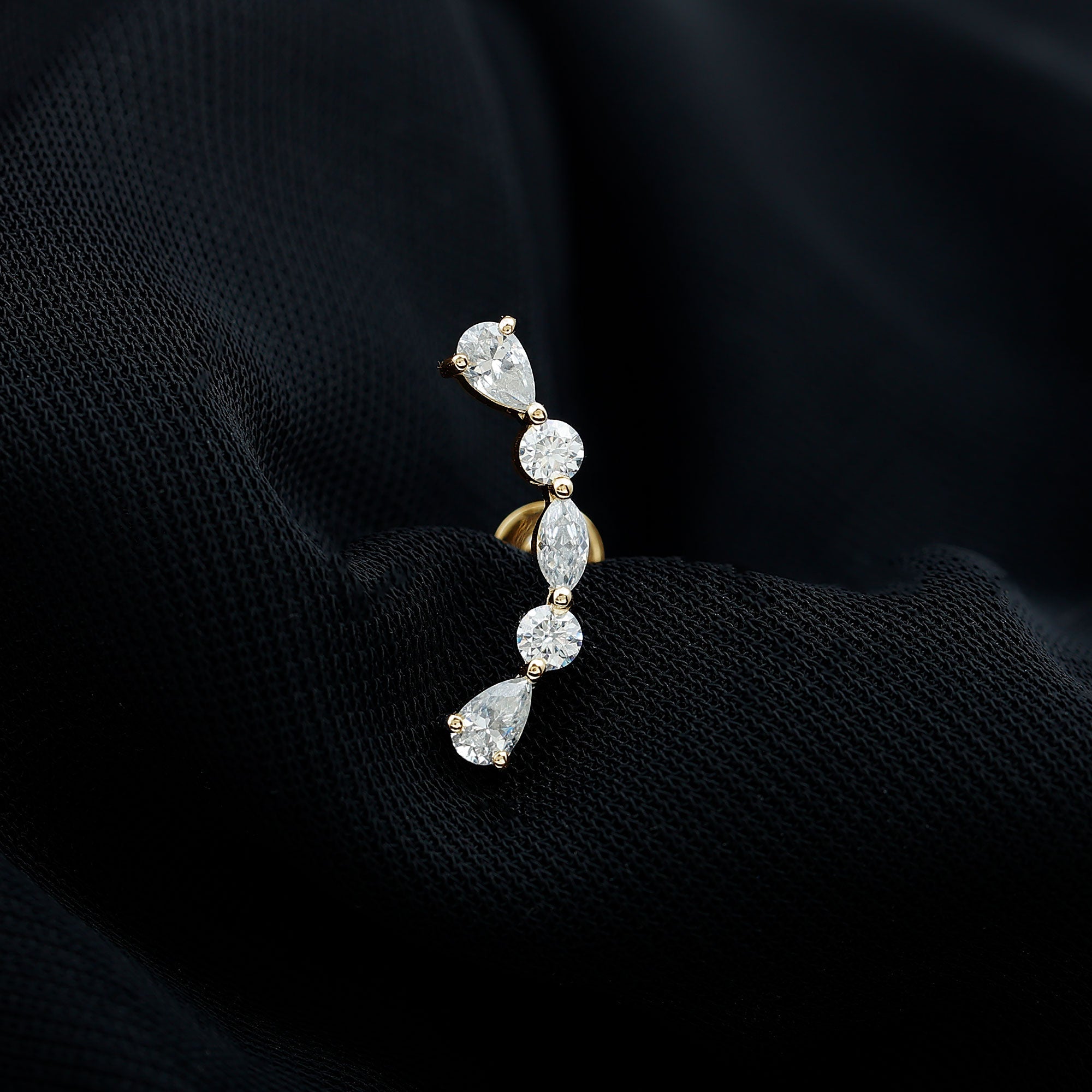 Simple Diamond Curved Crawler Earring for Helix Piercing