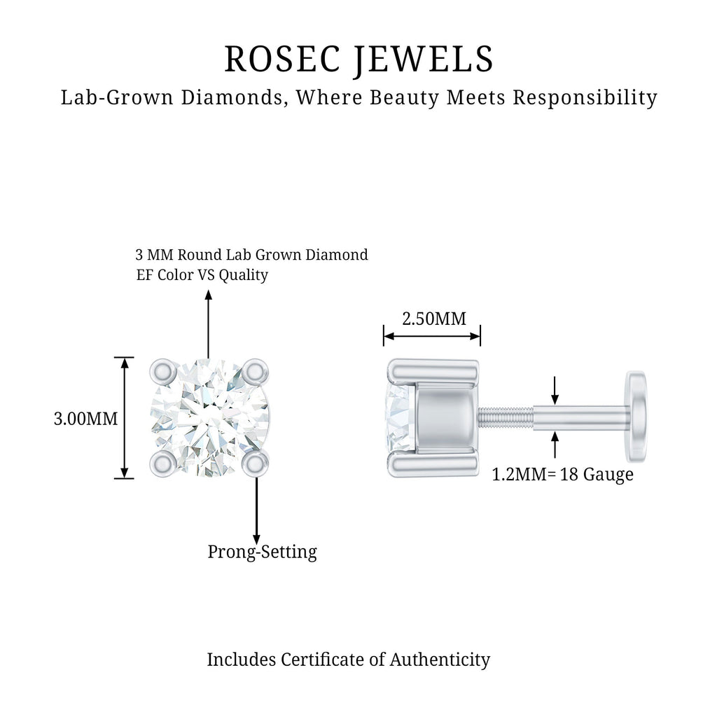 Minimalist Diamond Solitaire Tragus Earring