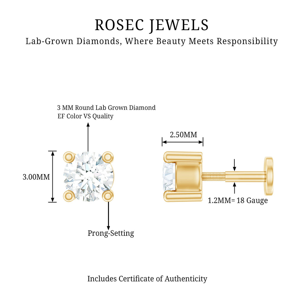 Minimalist Diamond Solitaire Tragus Earring