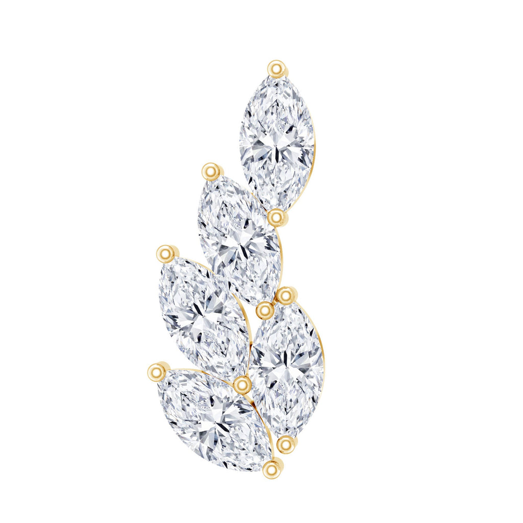 Marquise Diamond Leaf Cluster Earring for Helix Piercing
