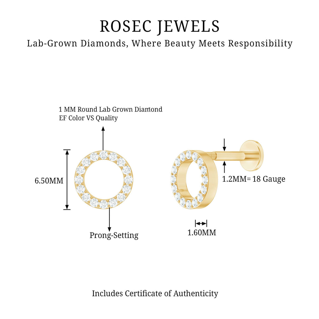 Brilliant Cut Diamond Circle Earring for Helix Piercing