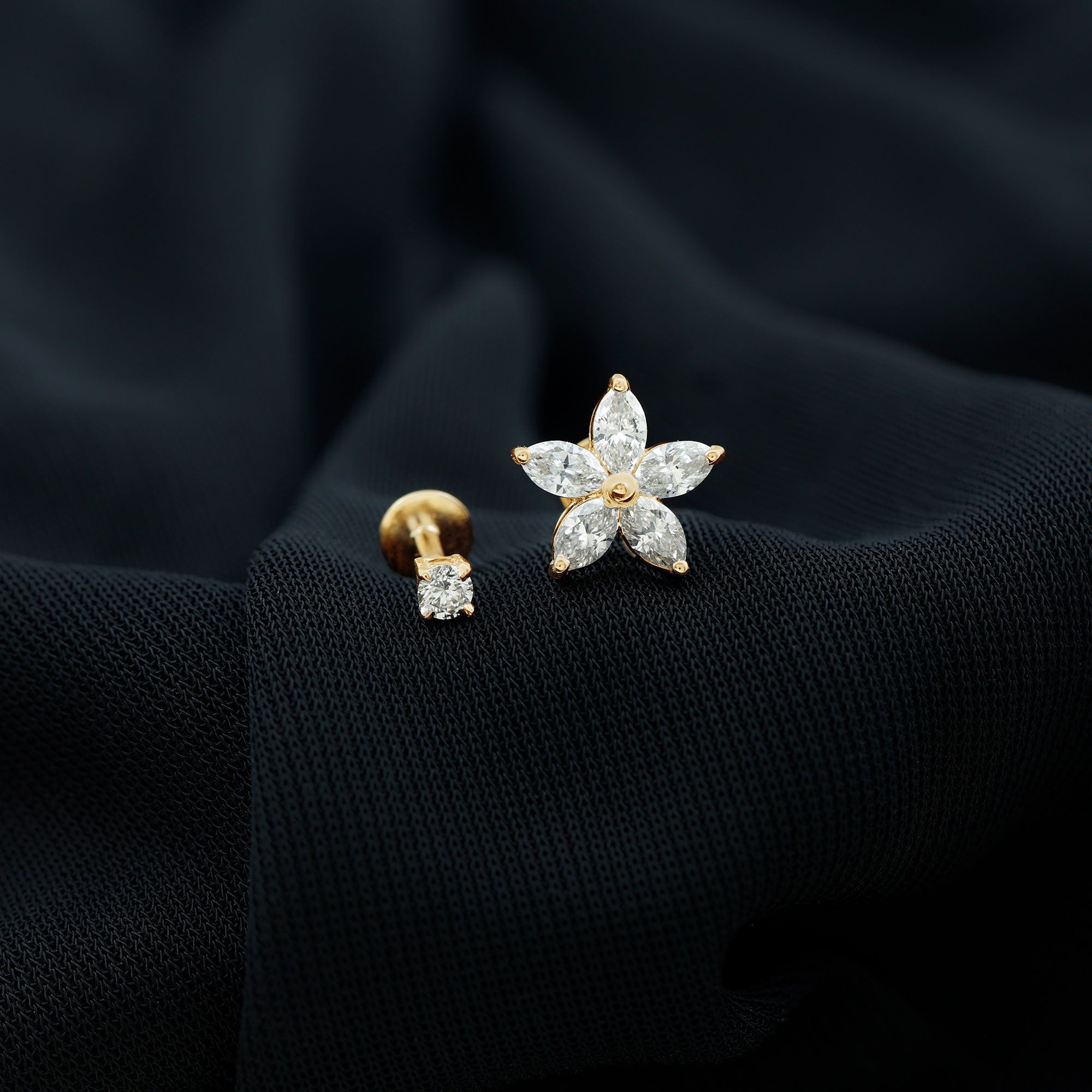 Marquise Diamond Flower Cartilage Earring Set