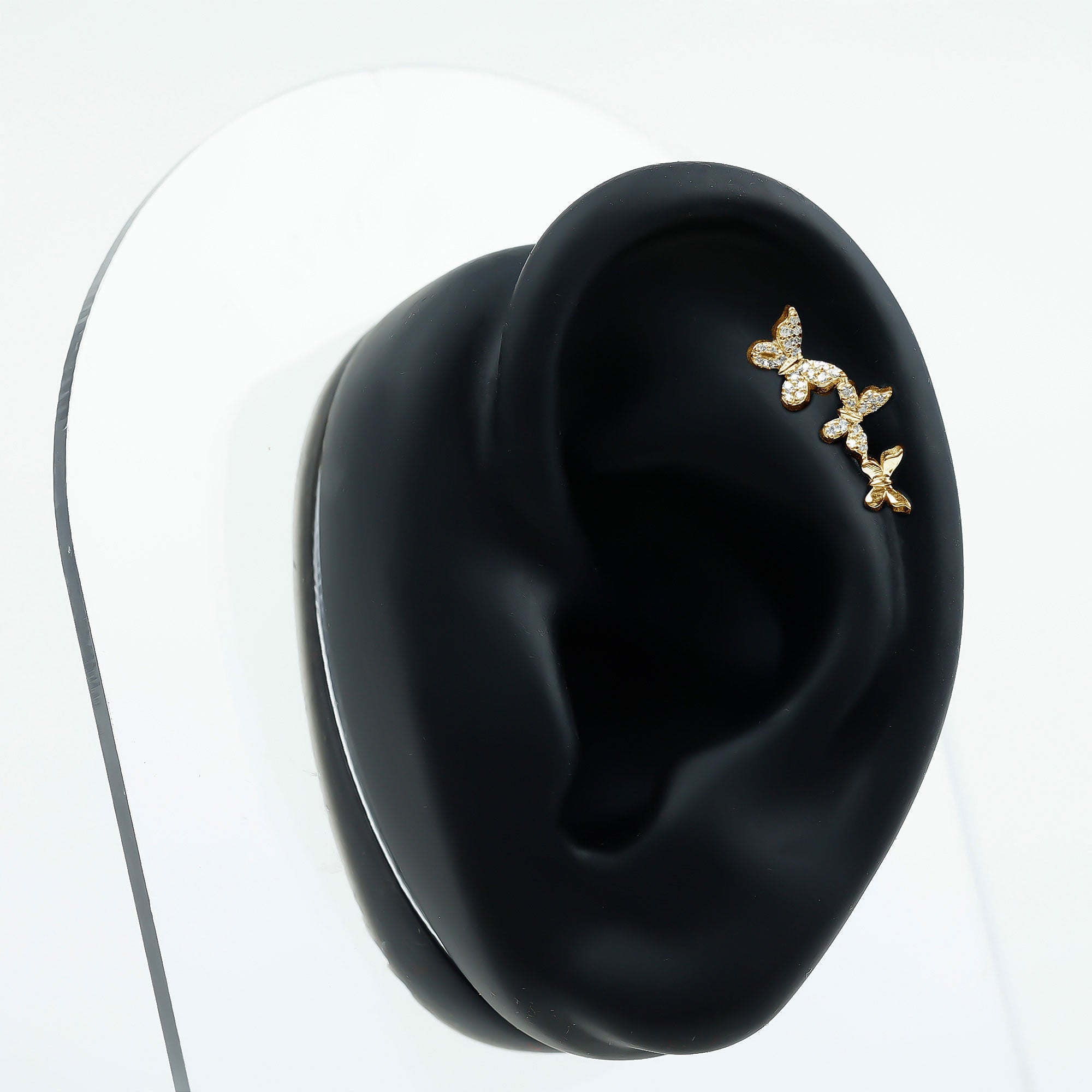 Diamond Butterfly Crawler Earring for Helix Piercing