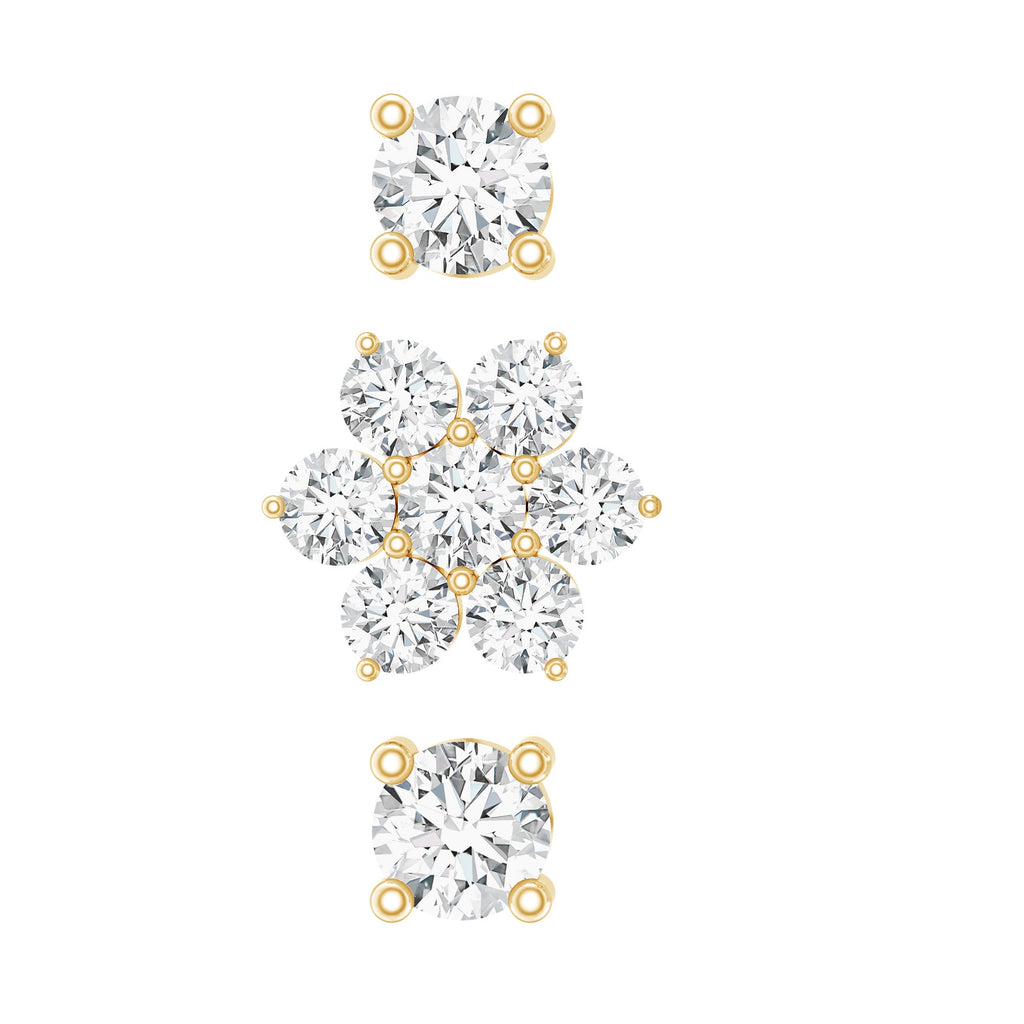 Certified Diamond Flower Helix Earring Set of 3
