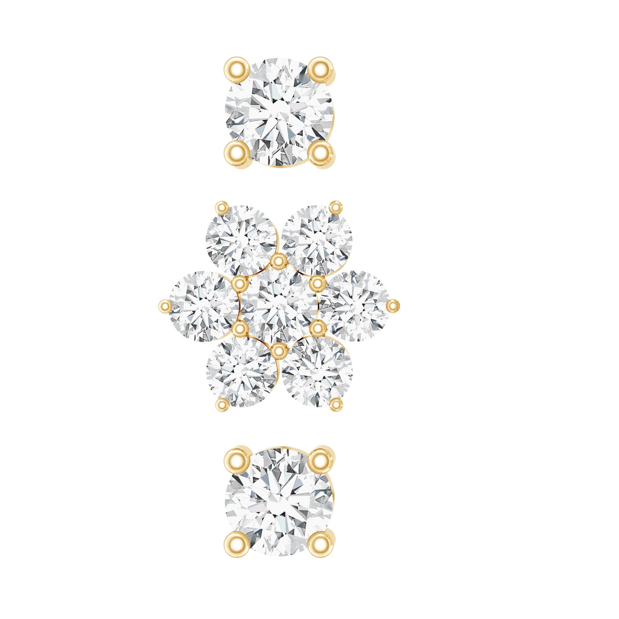 Certified Diamond Flower Helix Earring Set of 3
