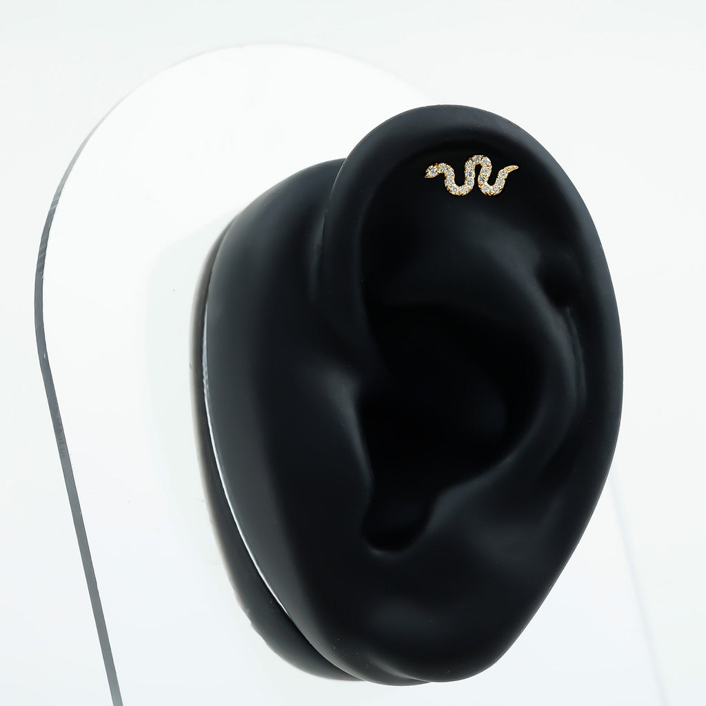 Certified Diamond Snake Earring for Cartilage Piercing