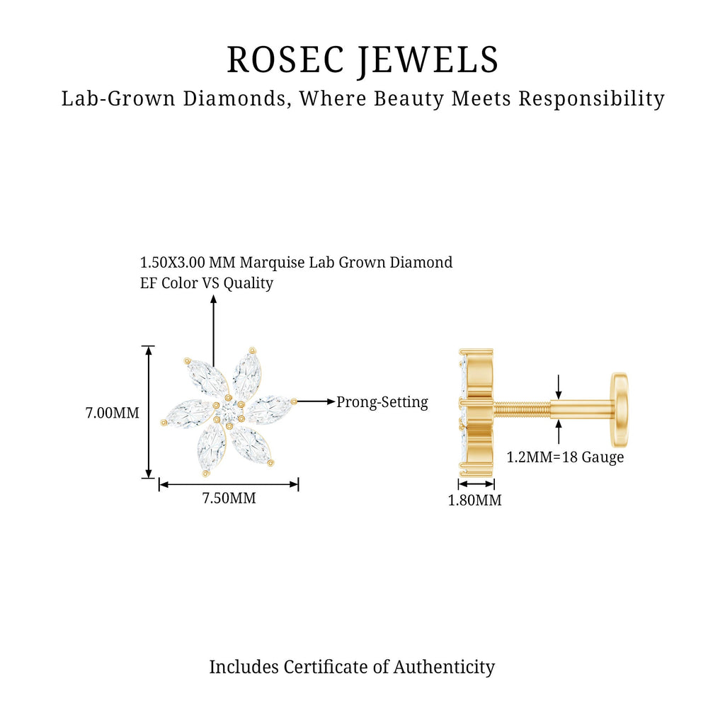 Sparkling Marquise Diamond Flower Helix Earring