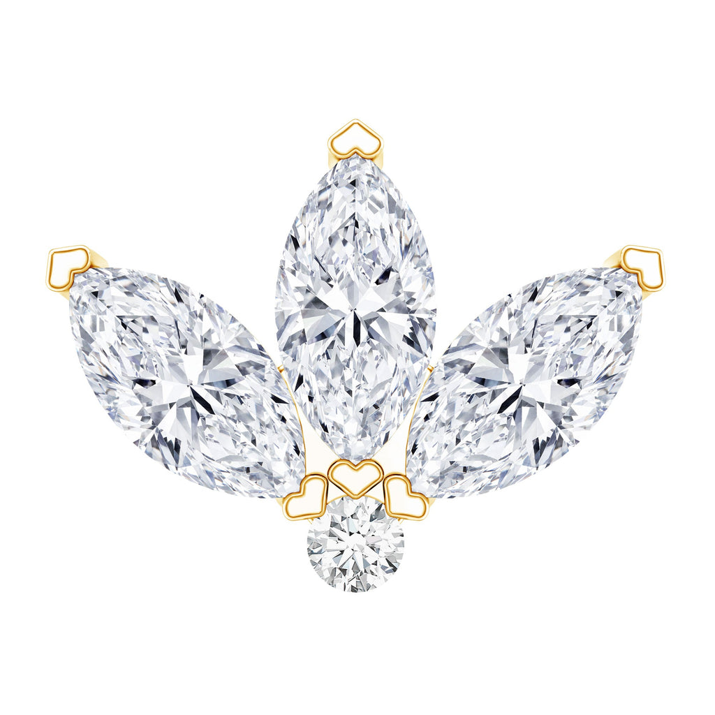 Marquise Cut Diamond Lotus Flower Earring for Cartilage Piercing