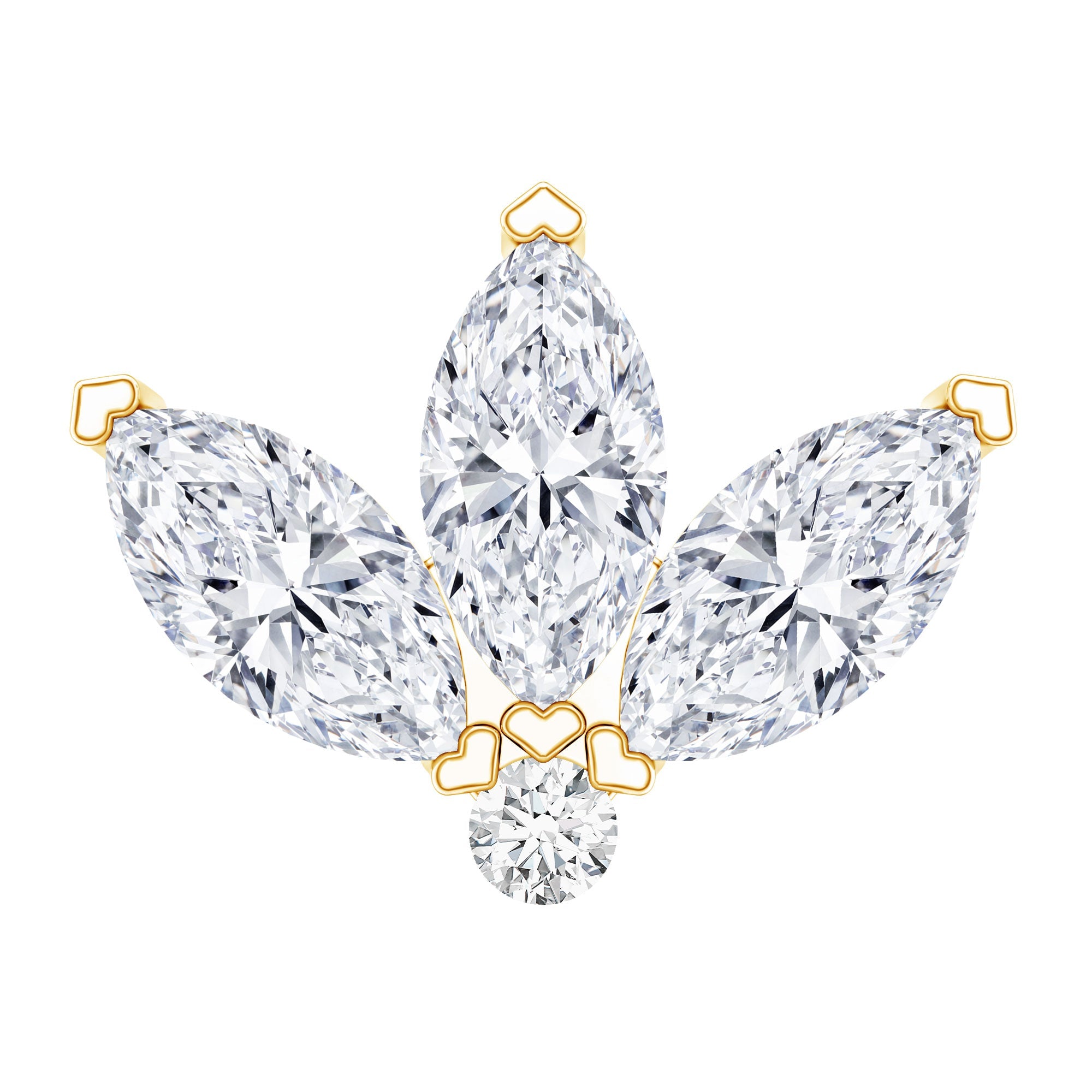 Marquise Cut Diamond Lotus Flower Earring for Cartilage Piercing