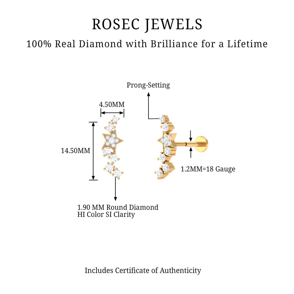 Unique Diamond Star Crawler Helix Earring