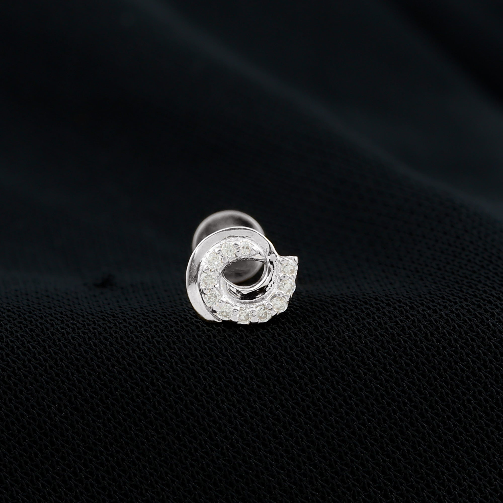 Certified Diamond Spiral Earring for Cartilage Piercing