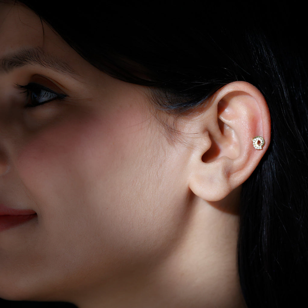 Certified Diamond Spiral Earring for Cartilage Piercing