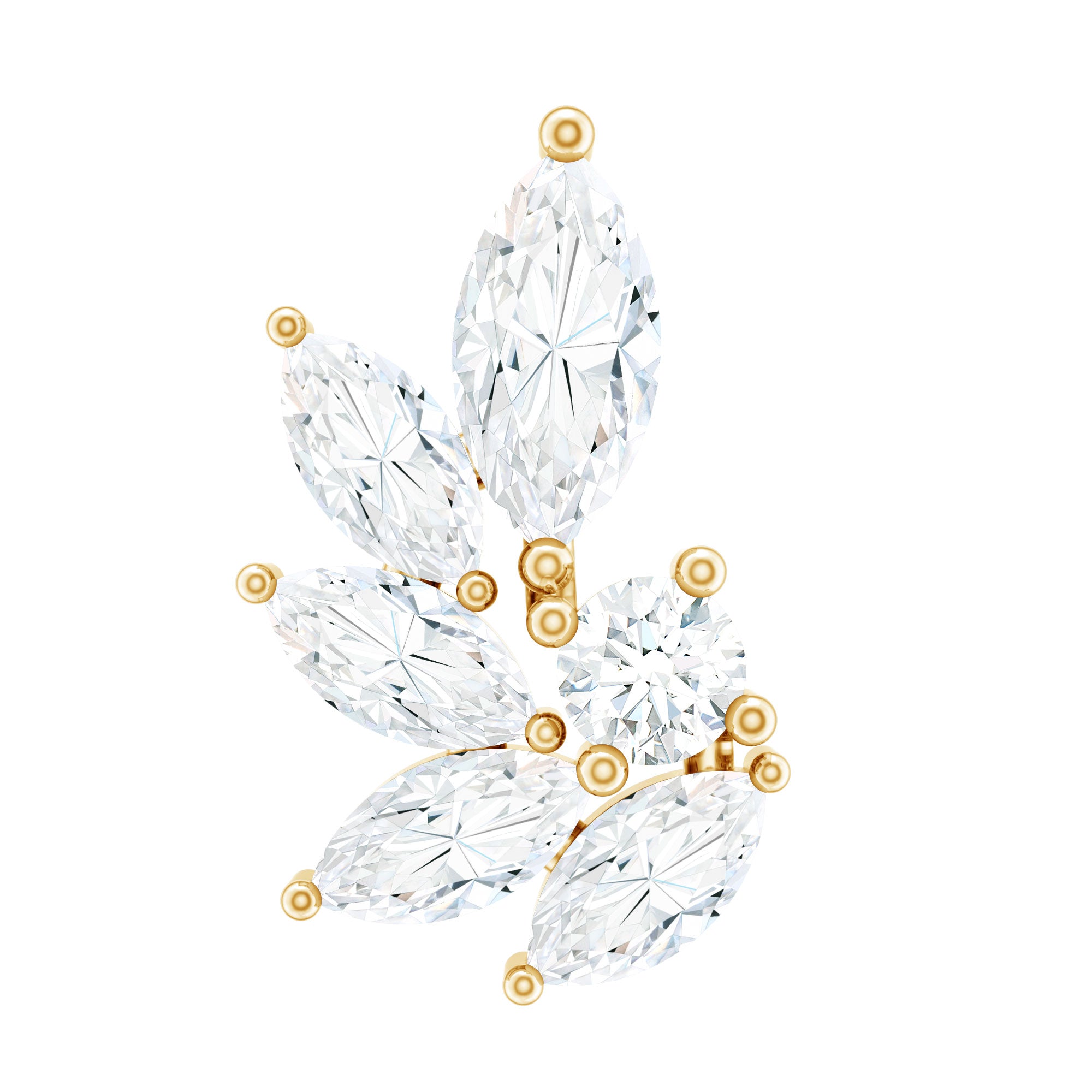 Marquise Diamond Leaf Cluster Earring for Cartilage Piercing