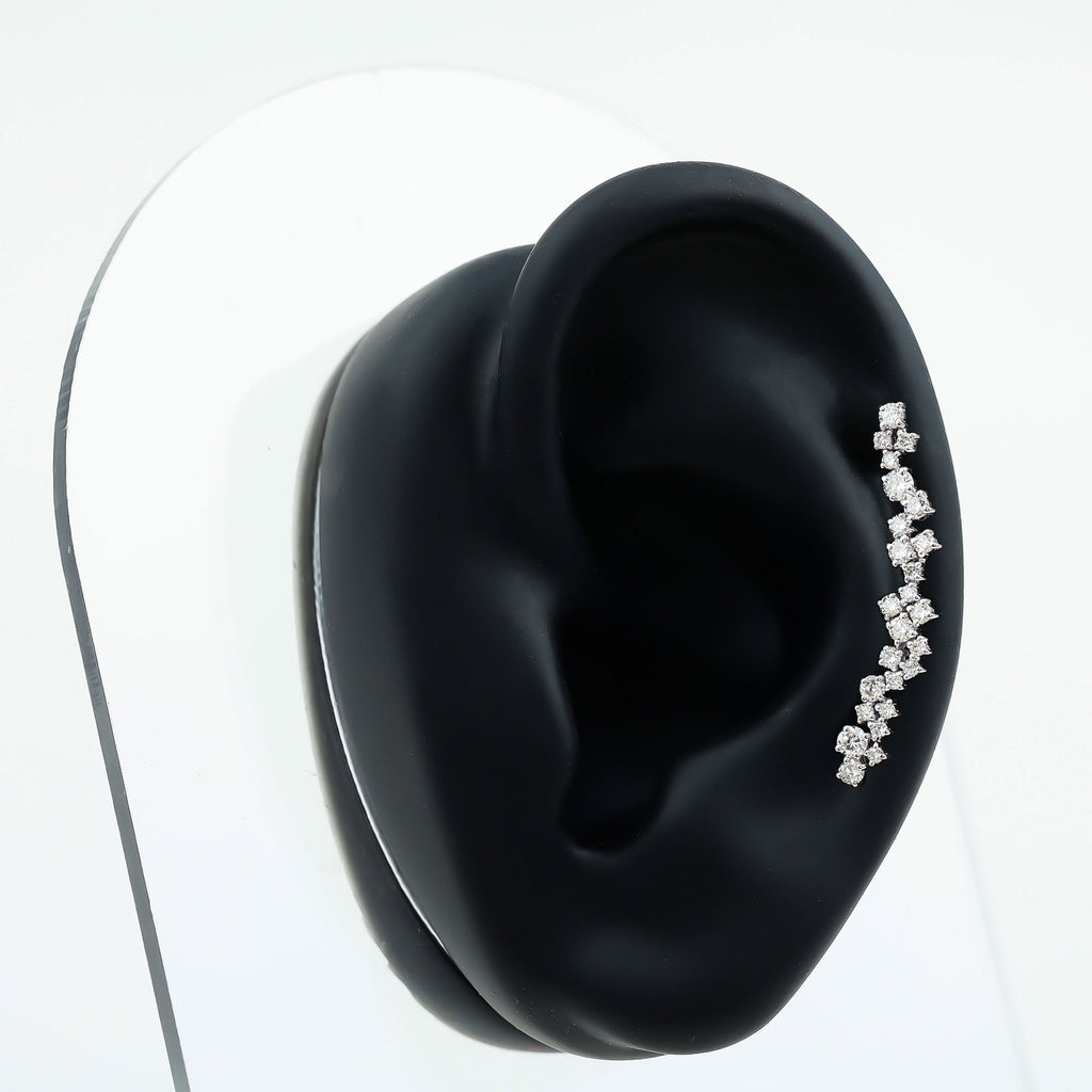 Diamond Cluster Climber Earring for Helix Piercing