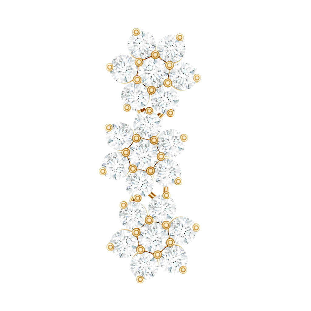 Diamond Three Flower Crawler Earring for Helix Piercing