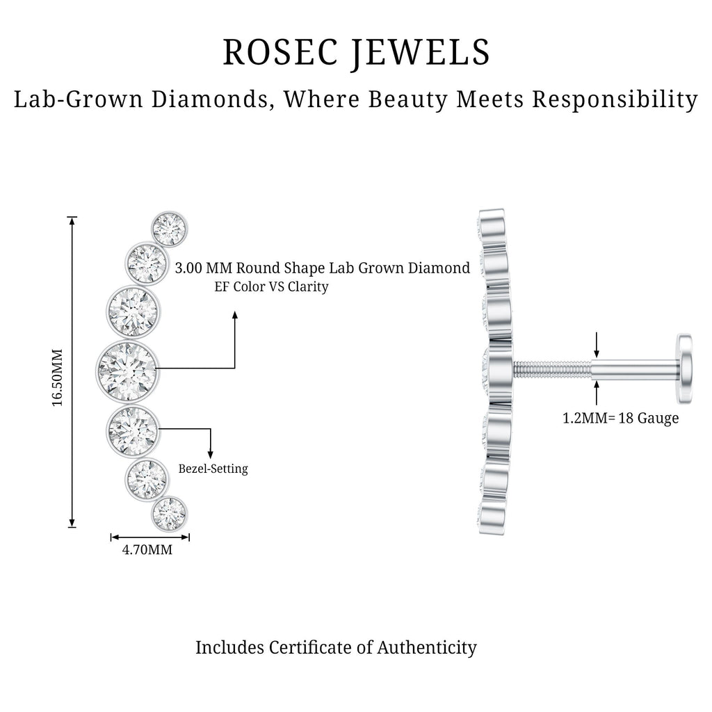 Graduated Diamond Crawler Helix Earring in Bezel Set
