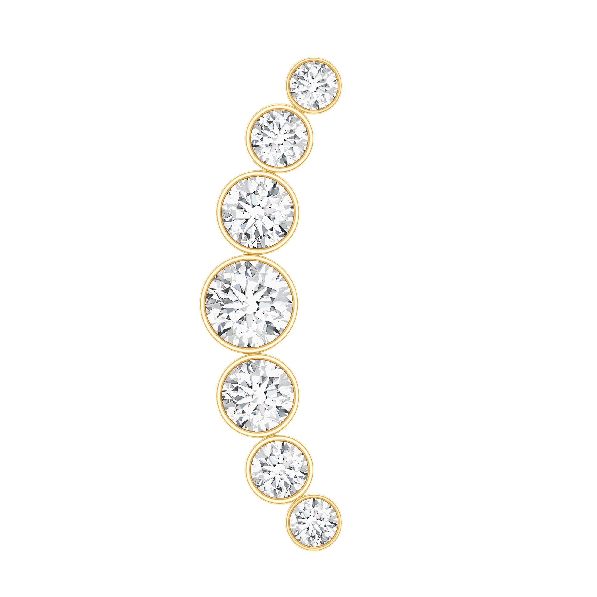 Graduated Diamond Crawler Helix Earring in Bezel Set