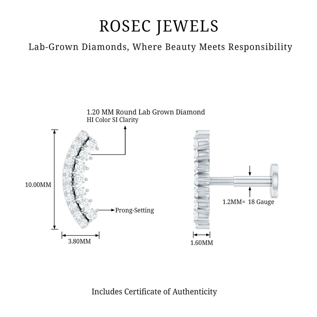 Certified Diamond Curved Cartilage Earring for Women
