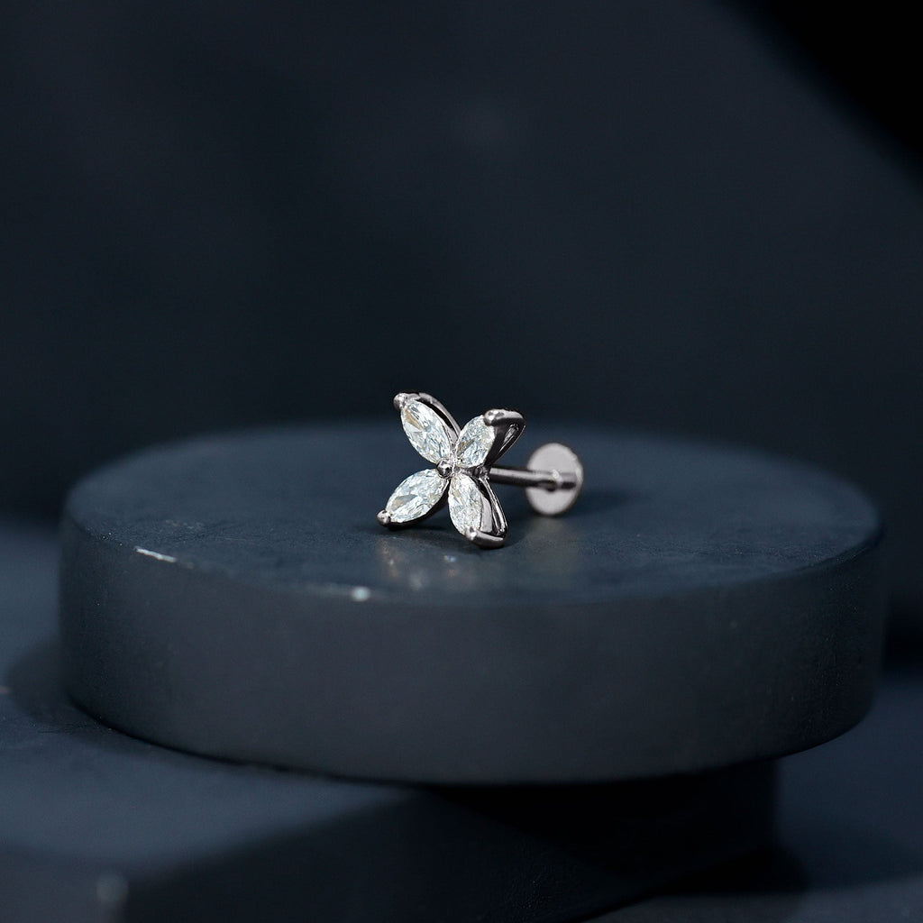 Marquise Four Petal Flower Cartilage Earring