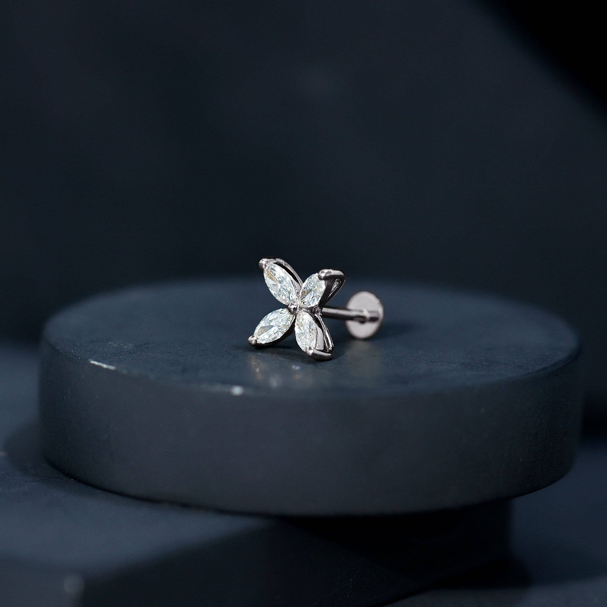 Marquise Four Petal Flower Cartilage Earring