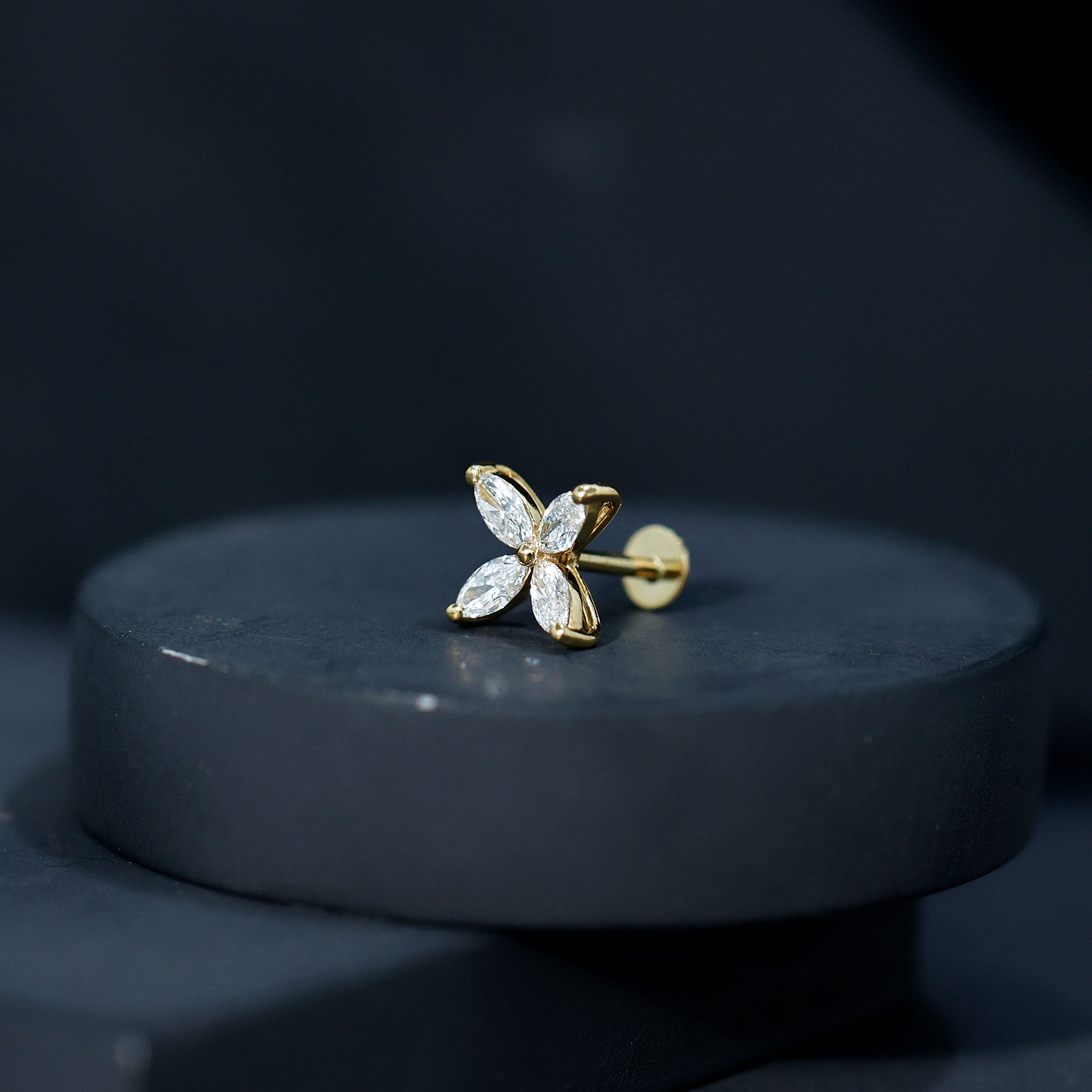 Marquise Four Petal Flower Cartilage Earring